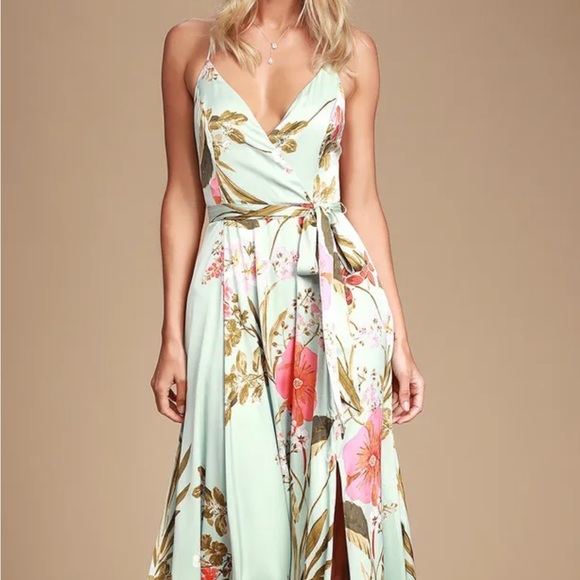 Lulus dress! Teal and coral colors. Perfect for weddings. Only worn once. - Picture 2 of 5